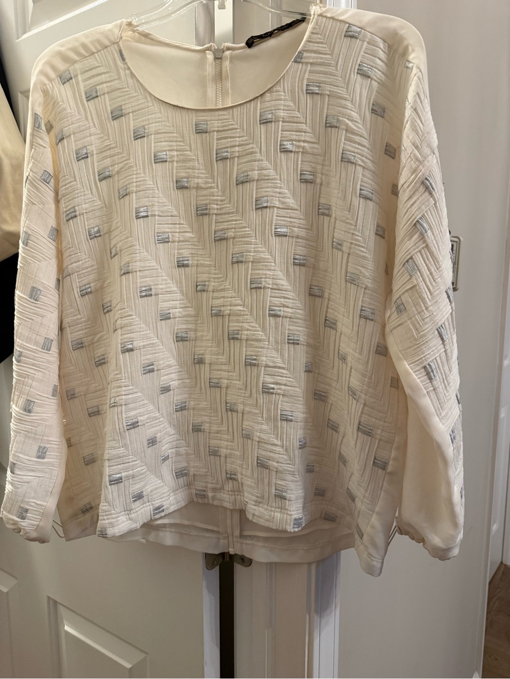 Zara Cream Top with Black Label Detail